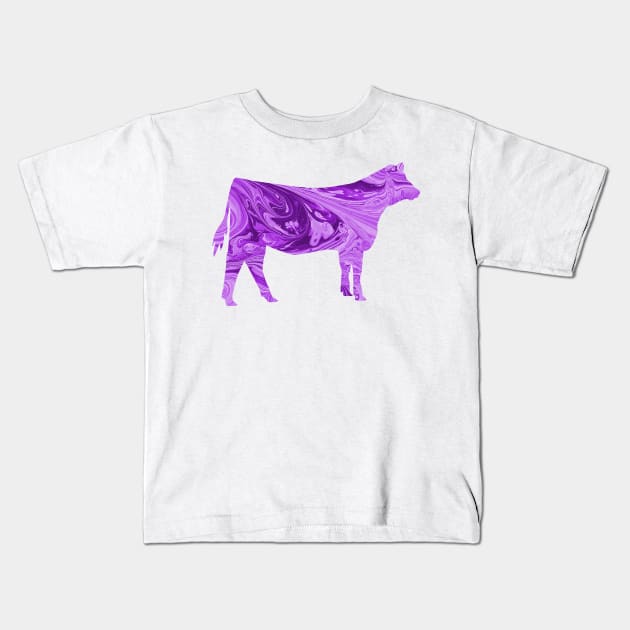 Show Heifer Silhouette with Purple Marble Background Kids T-Shirt by SAMMO